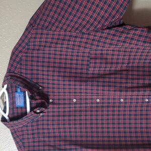 Sir Pendleton Size 3X Tall Wool Button Down Longsleeve Shirt Green Red Plaid USA